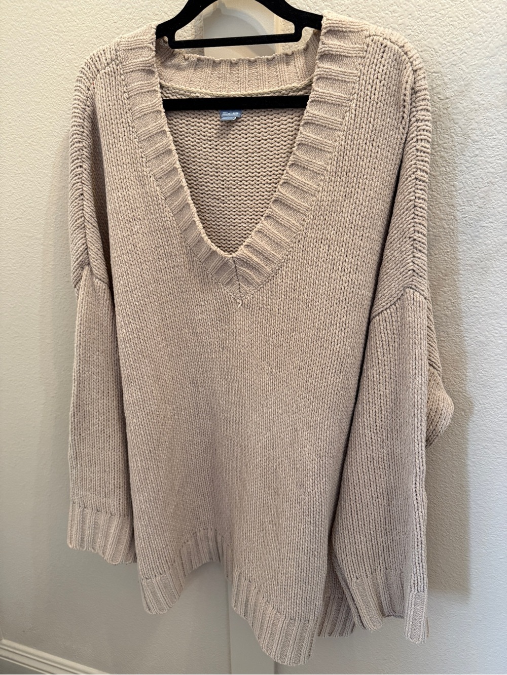 Aerie Taupe V-Neck Oversized Women's Sweater